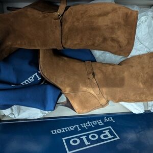 Ralph Lauren Zoe Mid Calf Calfskin Boots 8.5